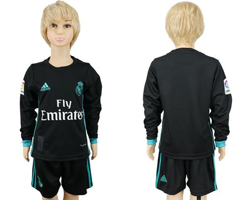 Real Madrid Blank Away Long Sleeves Kid Soccer Club Jersey - Click Image to Close